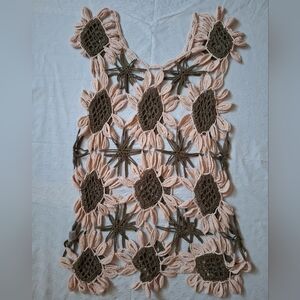 Pink and White Cropped Cut Out Tank Top